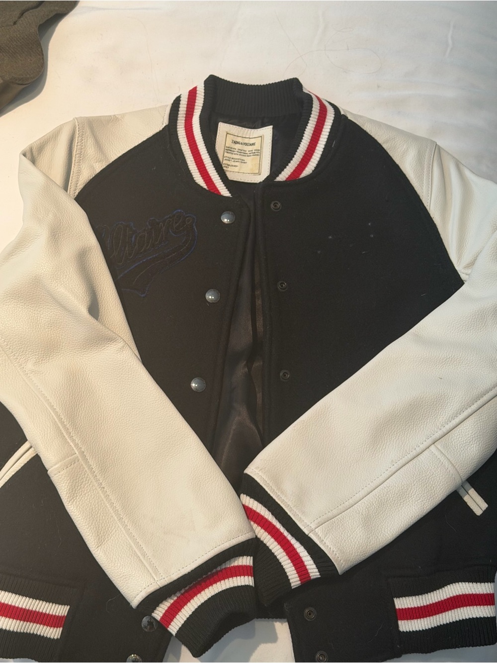 ZADIG & VOLTAIRE women’s sz S leather varsity bomber jacket